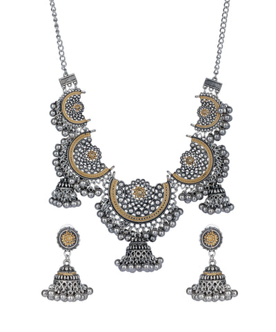 Celestial Arc Oxidised Necklace Set | Stylika