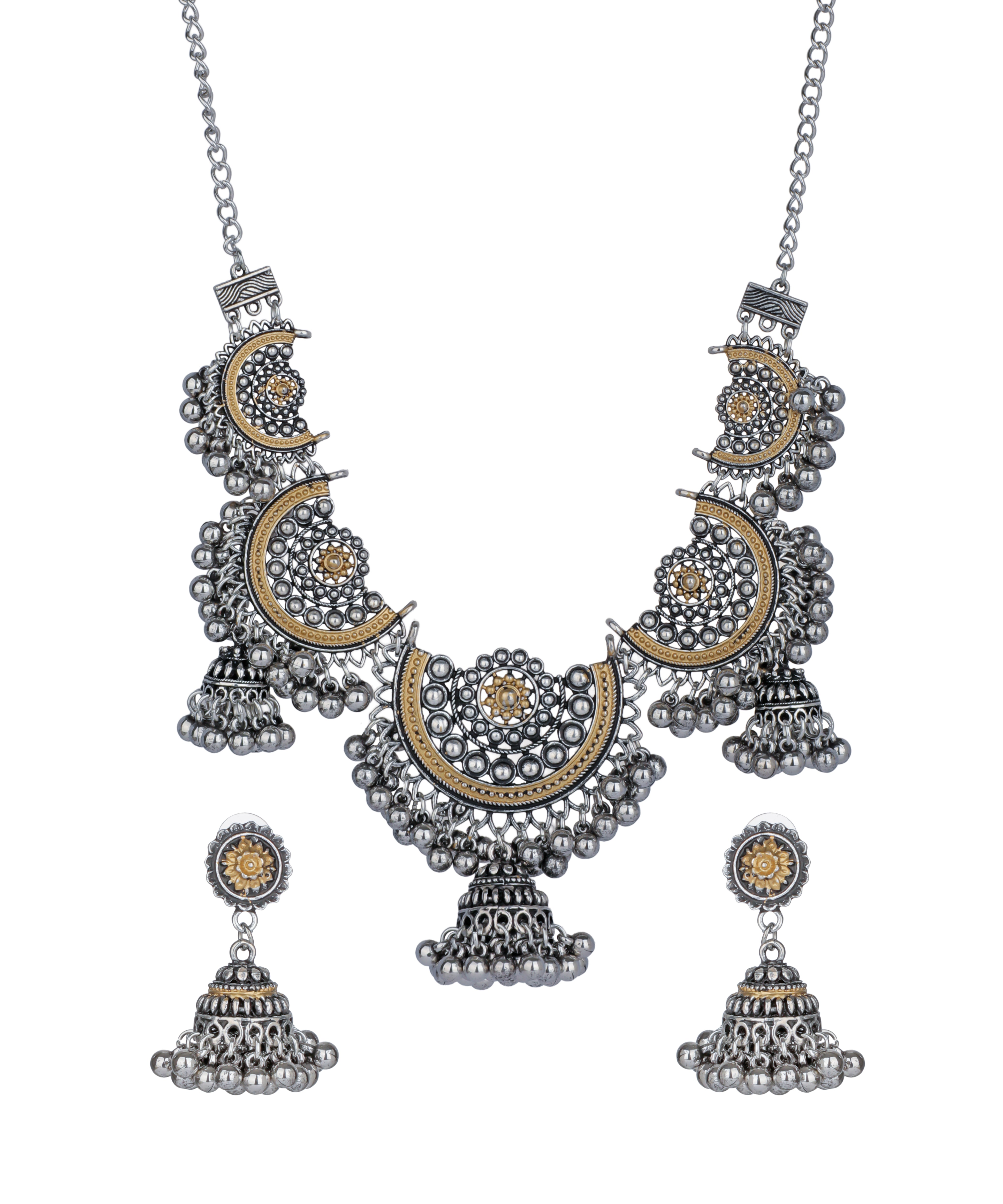 Celestial Arc Oxidised Necklace Set | Stylika