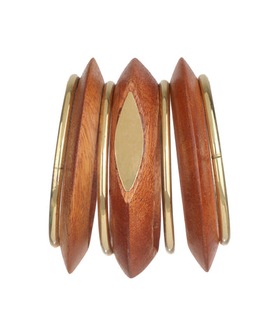 Angular Wooden Kada with Contrast Metal Trim | Stylika