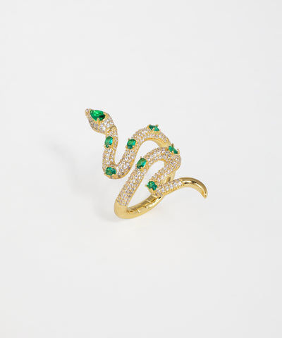 Statement serpent ring with pavé crystal detailing