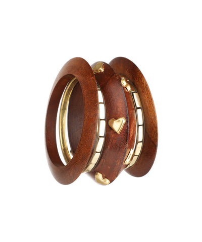 Artisan Wooden Kada Stacked Bangles | Stylika