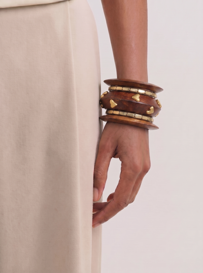 Artisan Wooden Kada Stacked Bangles | Stylika
