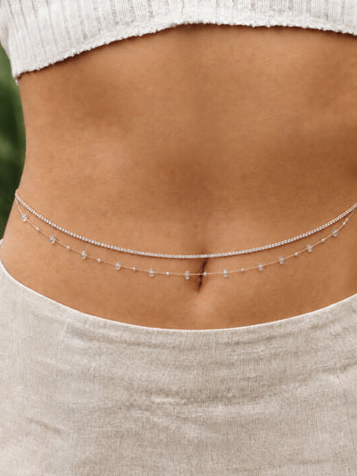 Layered Chain Waist Belt with Subtle Beadwork | Stylika