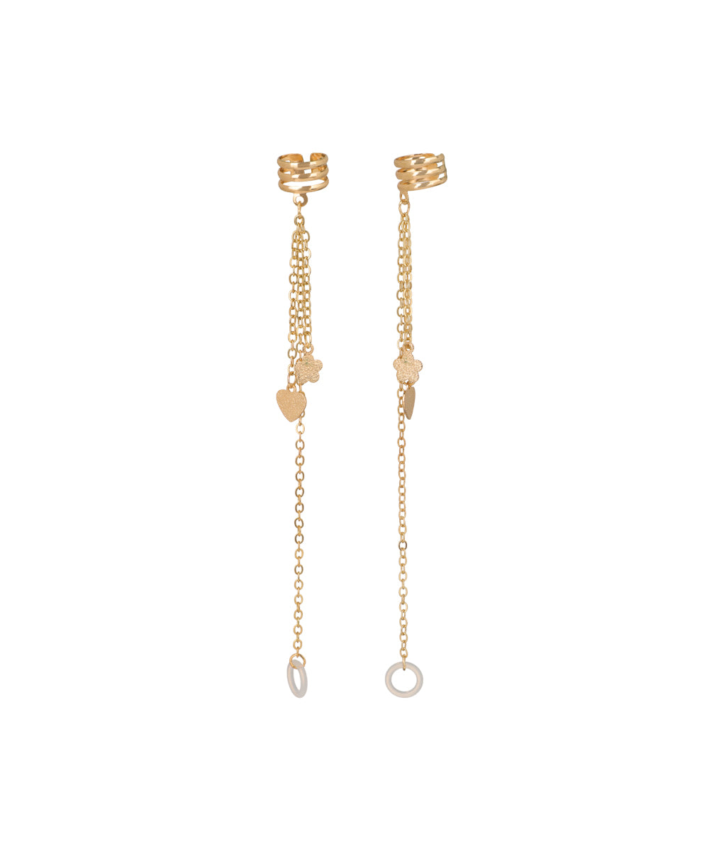 Heart & Clover Charm Ear Cuff Chains for AirPods | Stylika