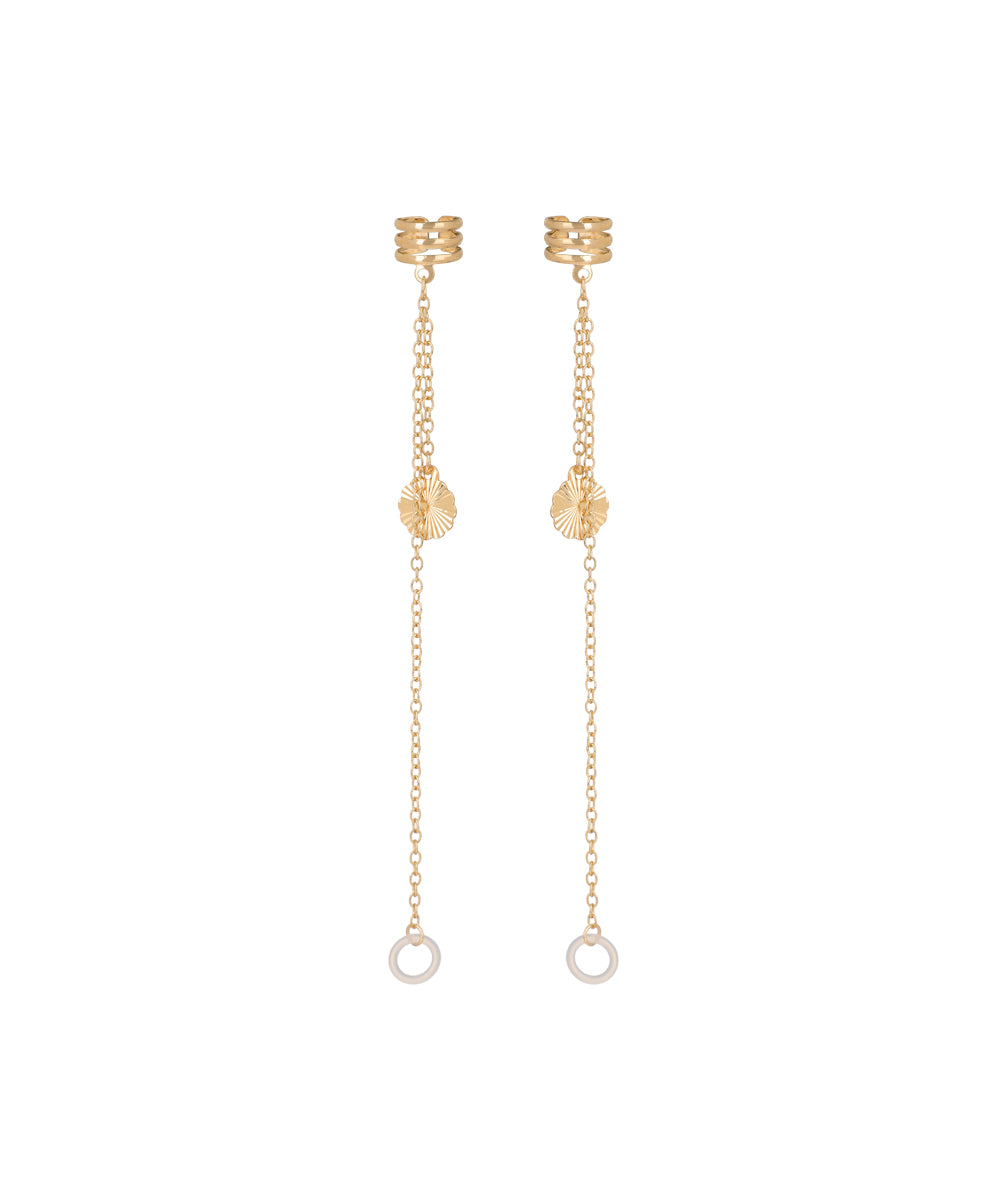 Fluted Disc Charm Ear Cuff Chains for AirPods | Stylika