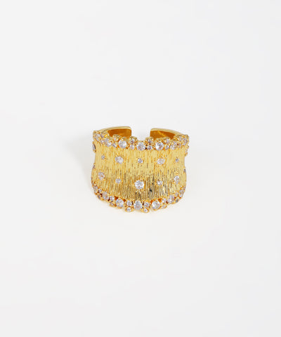 Textured Wide Band Open Ring | Stylika