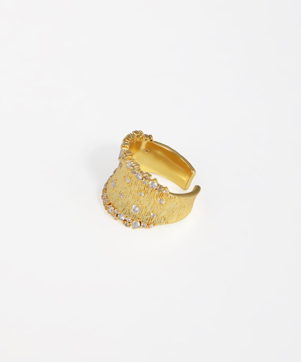 Textured Wide Band Open Ring | Stylika