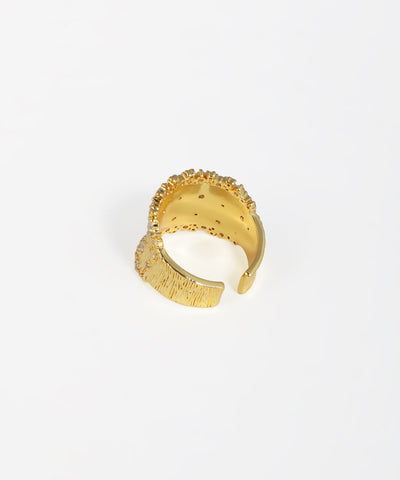 Textured Wide Band Open Ring | Stylika