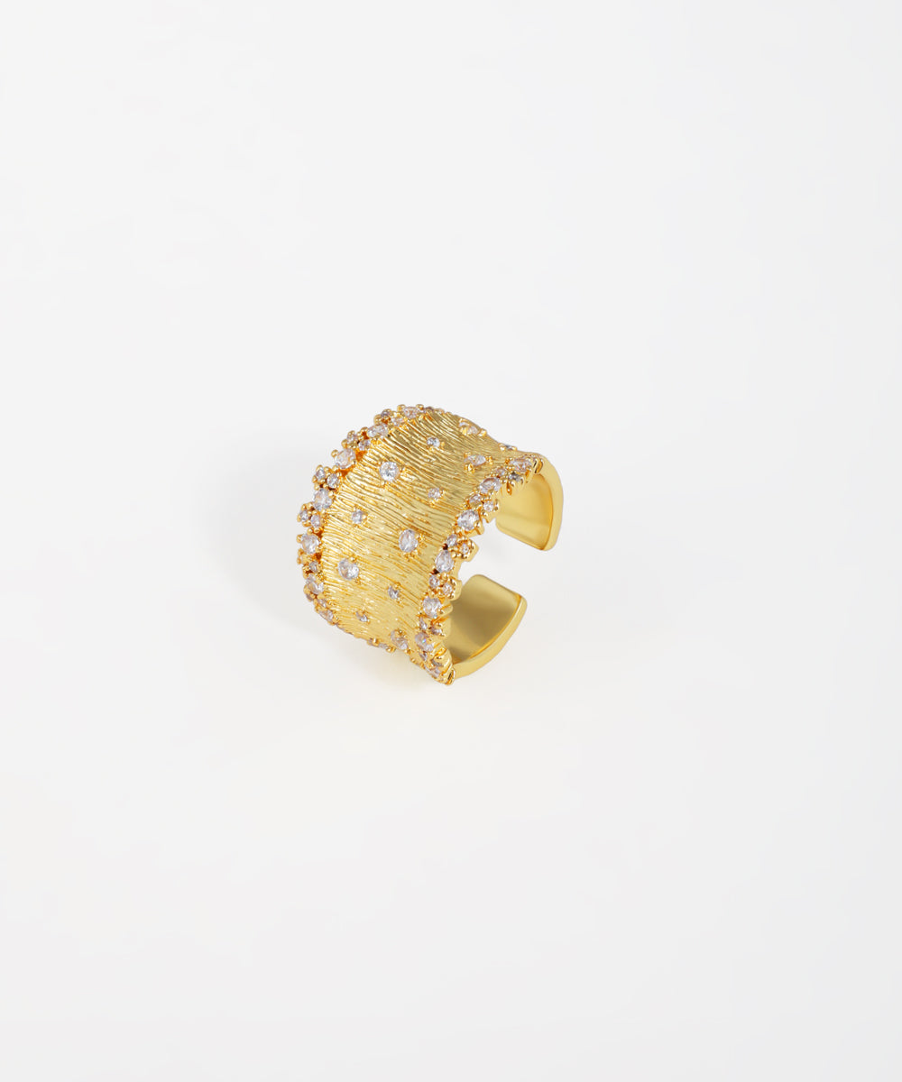 Textured Wide Band Open Ring | Stylika