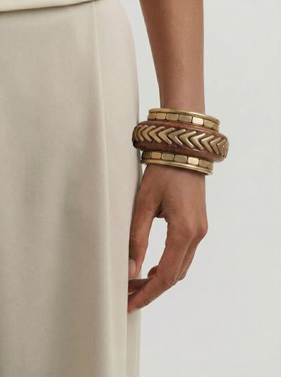 Statement Multi-Band Wooden Kada with Stacked Bangles | Stylika
