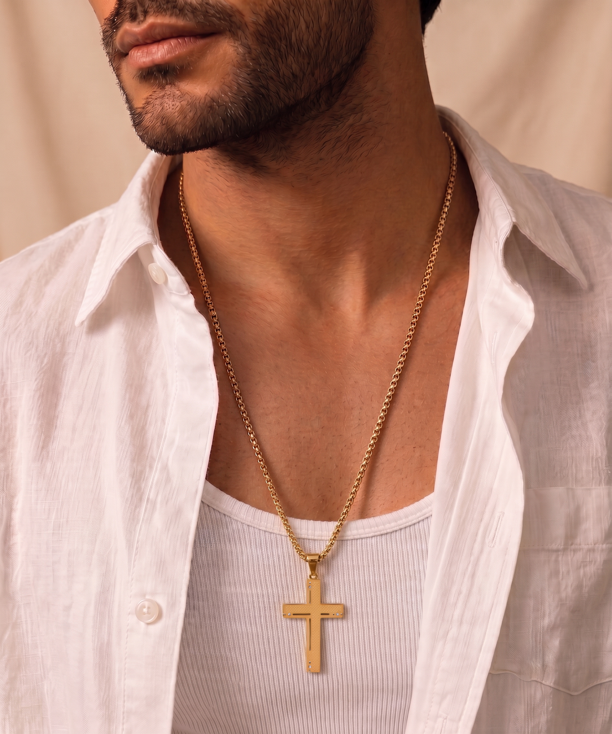 Studded Cross Pendant Necklace | Stylika