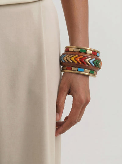 Statement Multi-Band Wooden Kada with Stacked Bangles | Stylika