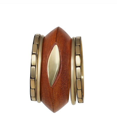Bold Sculpted Wooden Kada with Stacked Bangles | Stylika