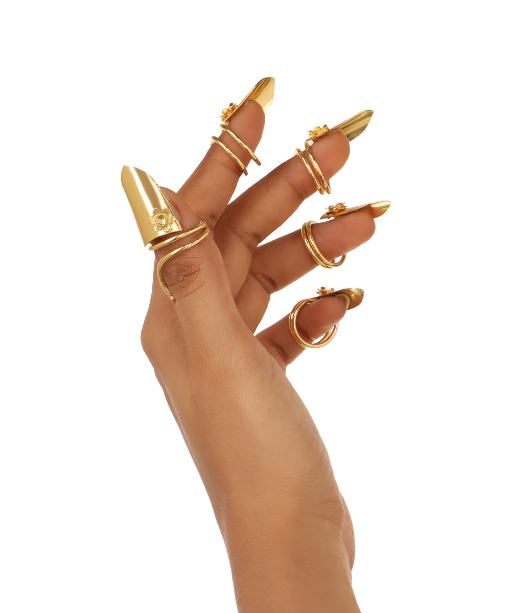 Contemporary Spiral Floral Nail Crowns Set (Set of 5) | STYLIKA
