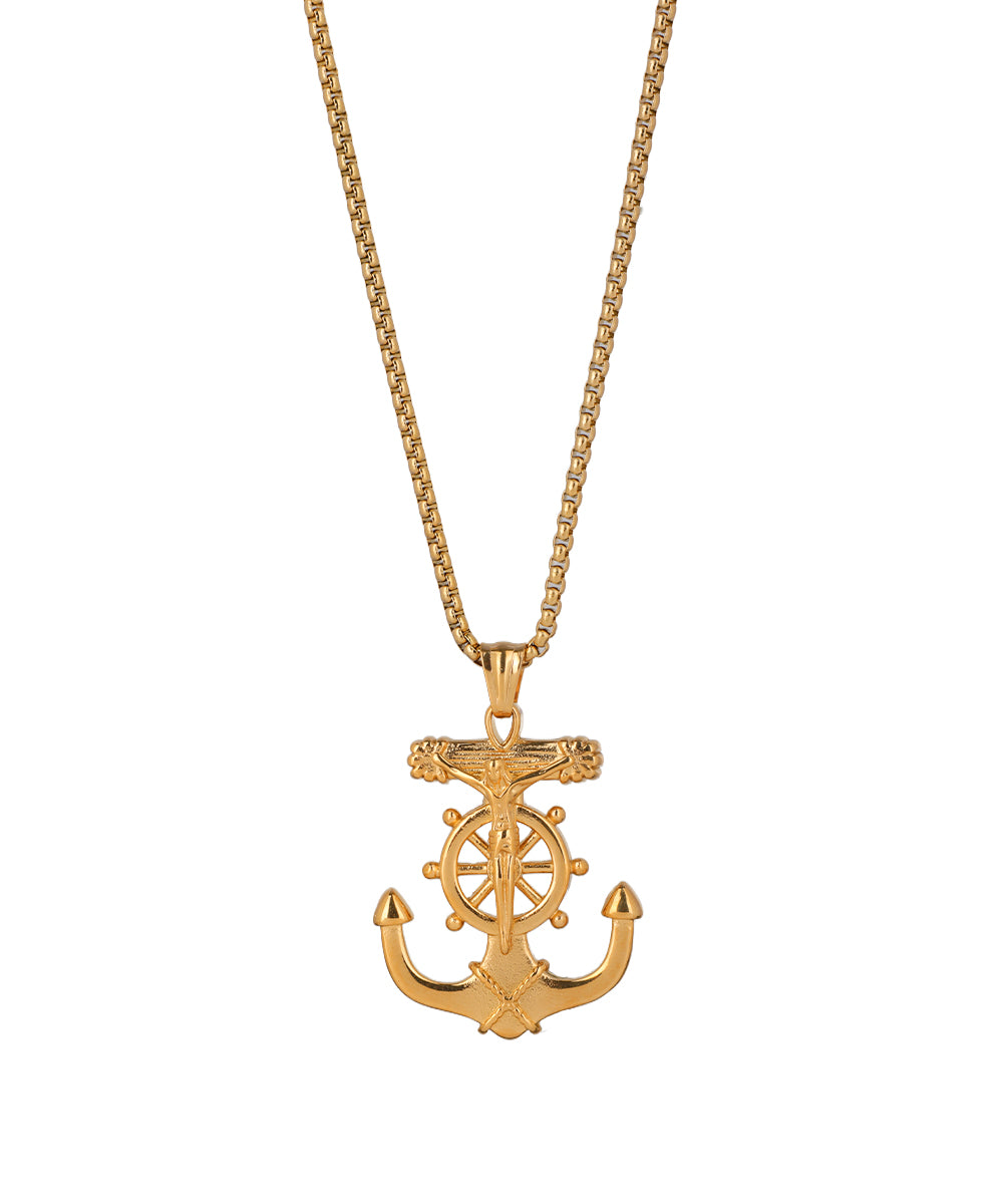 Nautical Anchor Wheel Pendant Necklace | Stylika