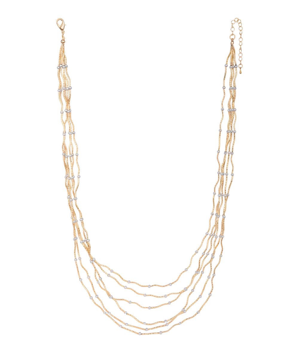 Multi-Strand Textured Bead Layered Necklace | Stylika