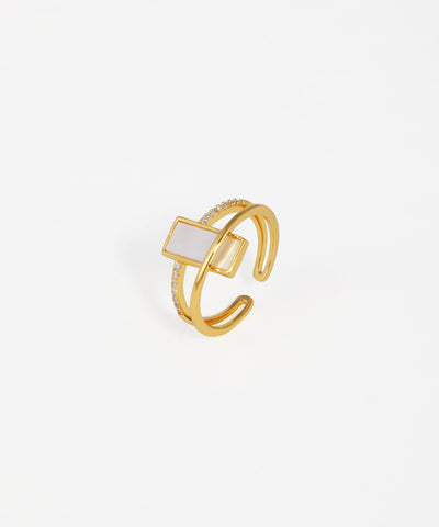 Double Bar Geometric Open Ring | Stylika