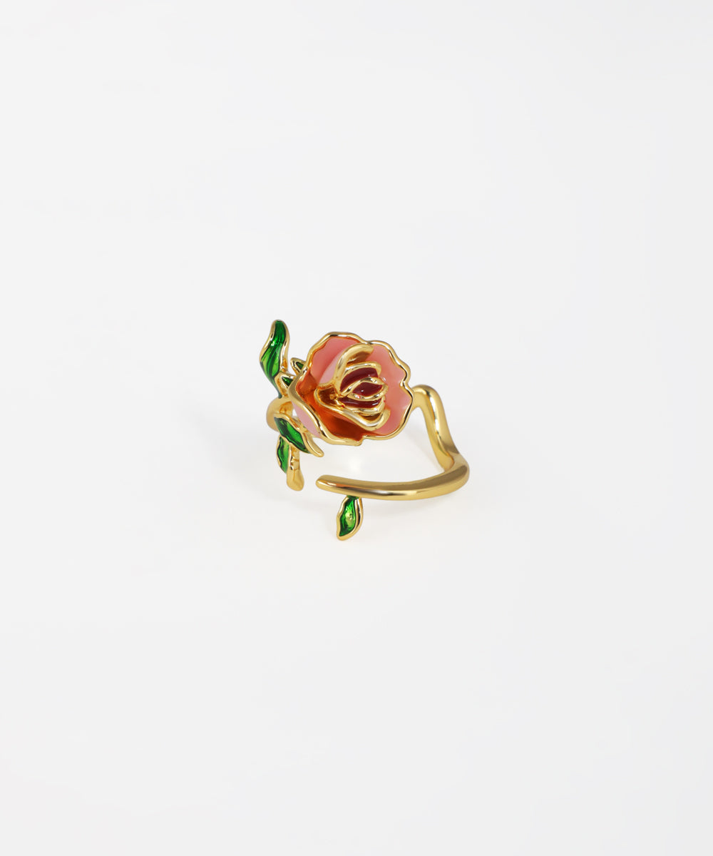 Enamel Rose Open Ring | Stylika