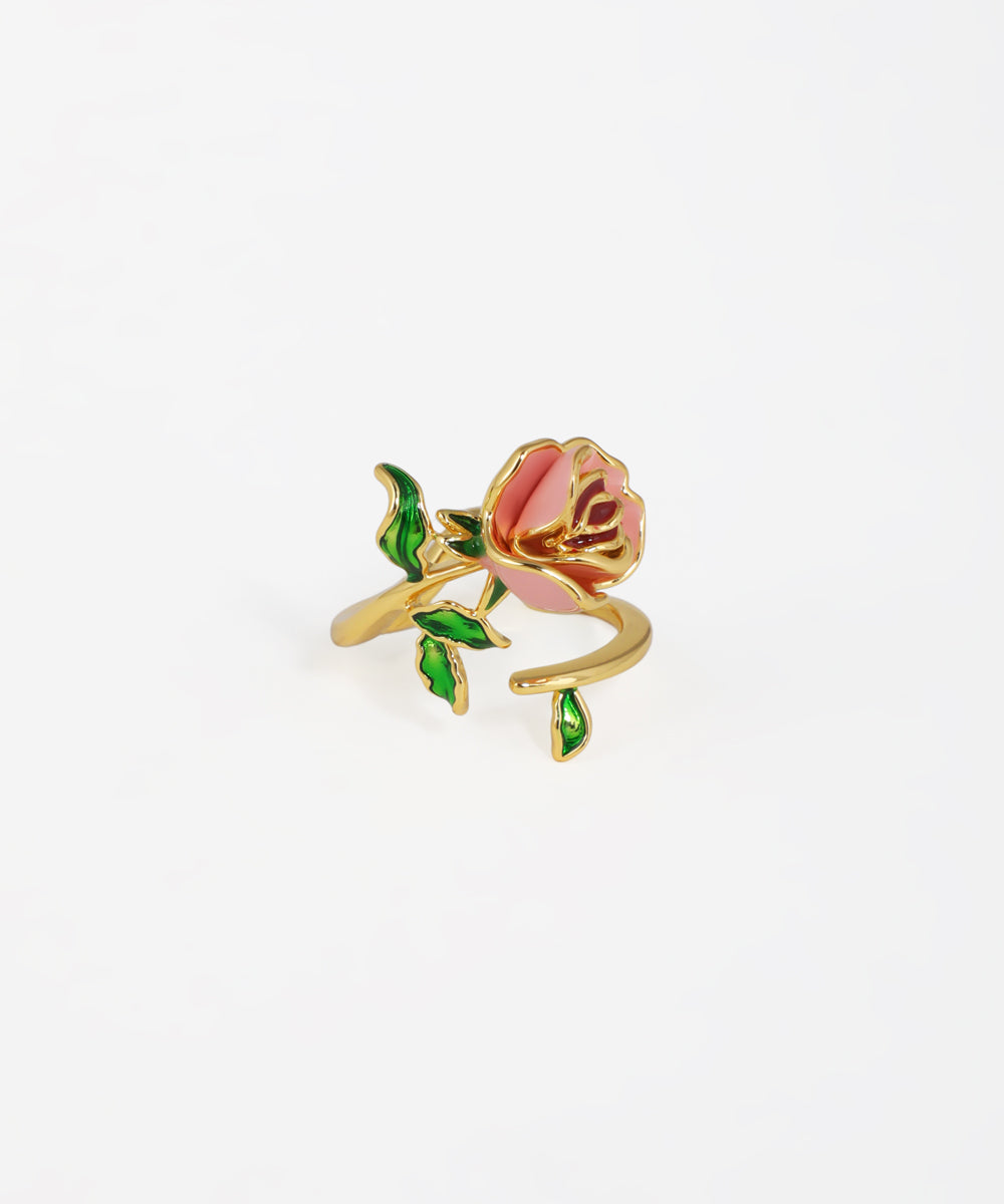 Enamel Rose Open Ring | Stylika