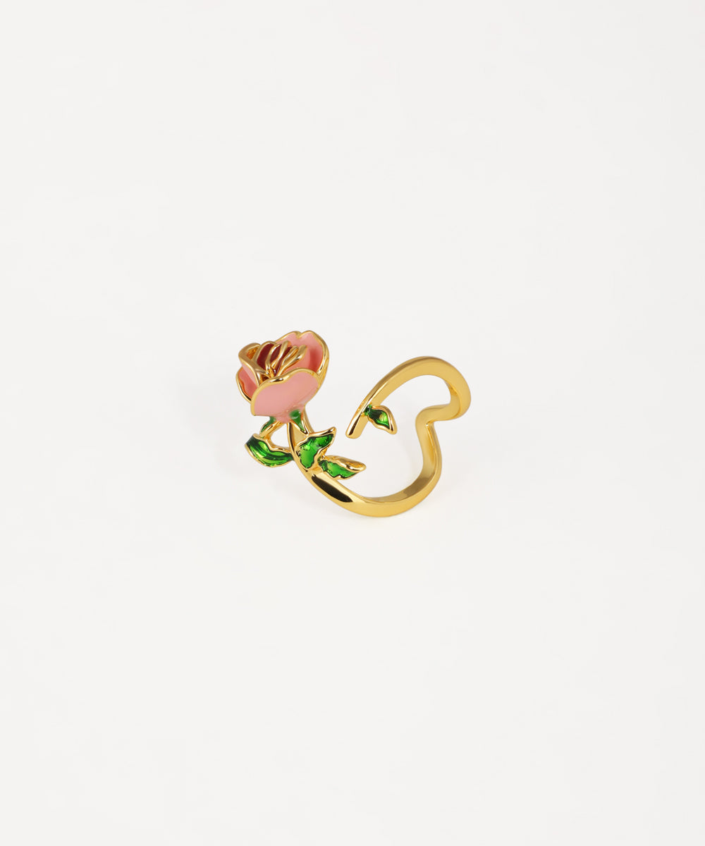 Enamel Rose Open Ring | Stylika