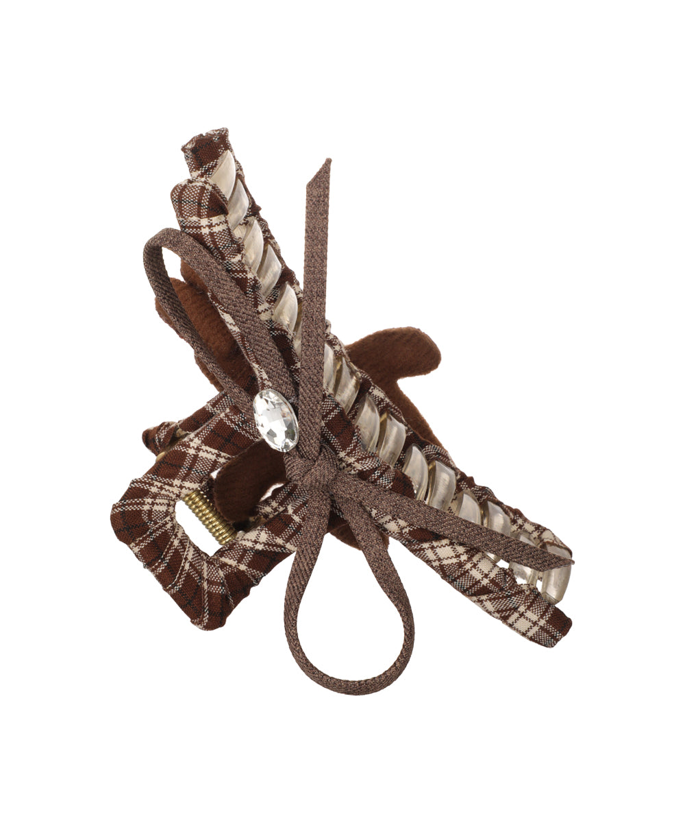 Pudding Plaid Teddy Claw Clip | Stylika