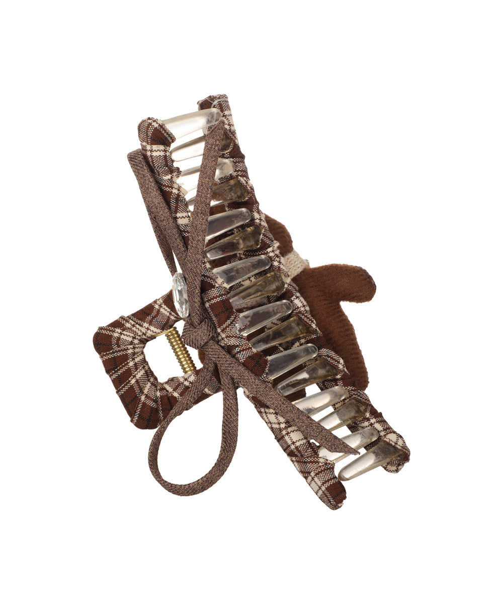 Pudding Plaid Teddy Claw Clip | Stylika