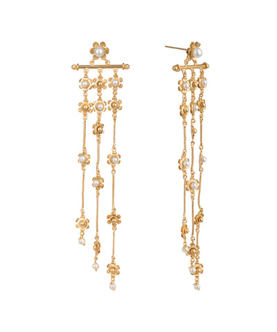 Floral Motif Multi Strand Drop Earrings | Stylika
