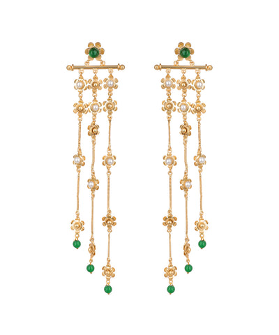 Floral Motif Multi Strand Drop Earrings | Stylika