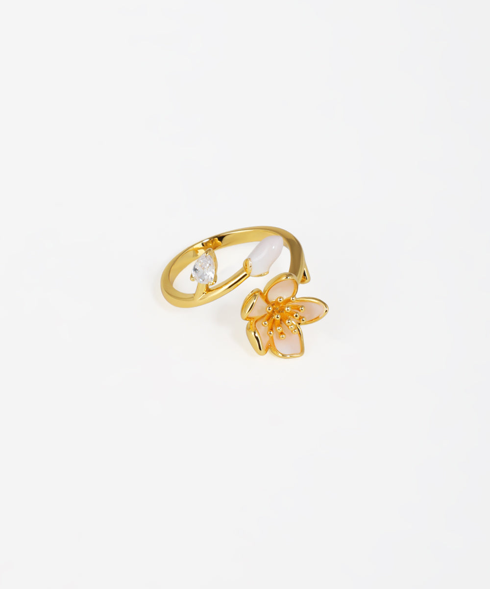 Enamel Blossom Bud Open Ring | Stylika