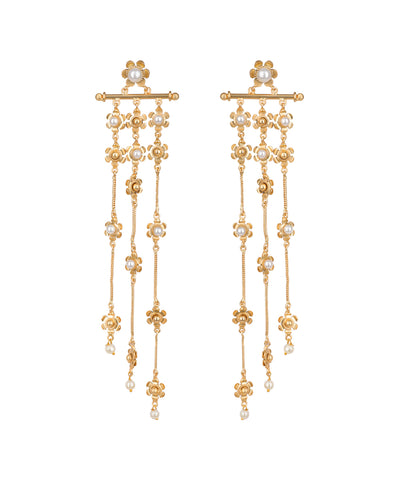 Floral Motif Multi Strand Drop Earrings | Stylika