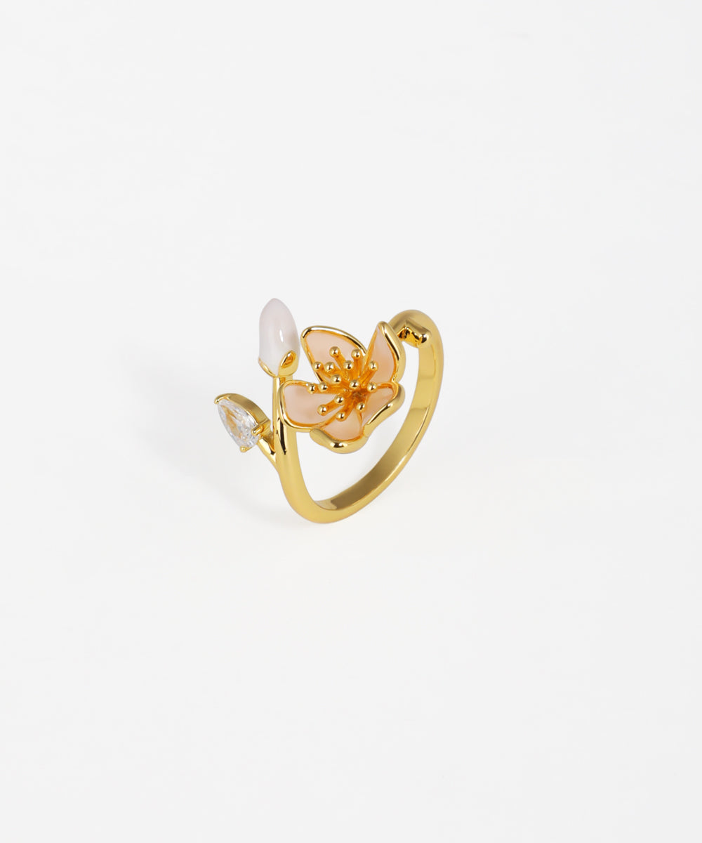 Enamel Blossom Bud Open Ring | Stylika