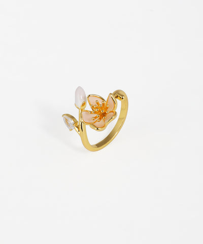 Enamel Blossom Bud Open Ring | Stylika