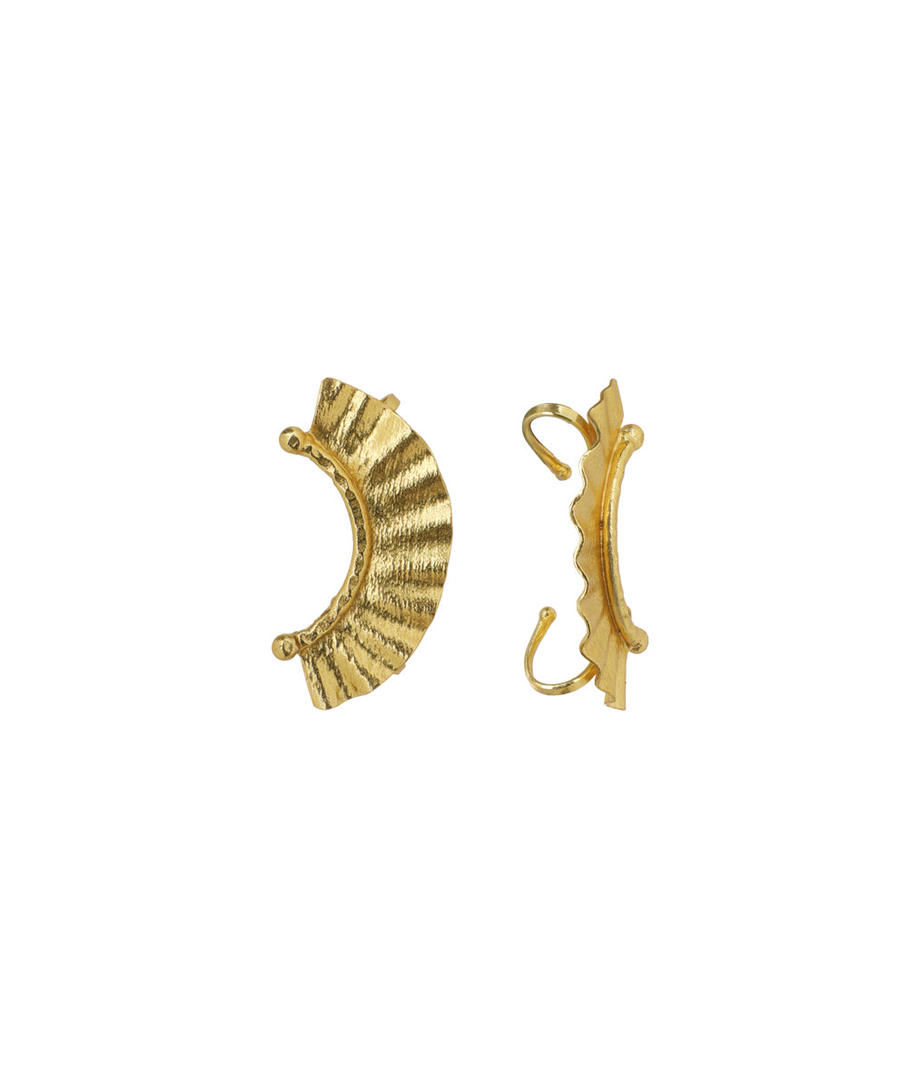 Textured Semi-Circle Fan Stud Earrings | Stylika