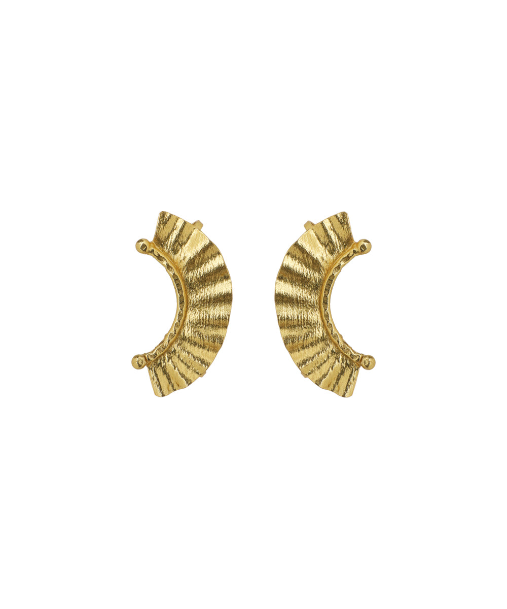 Textured Semi-Circle Fan Stud Earrings | Stylika