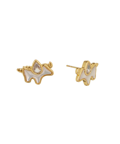 Unicorn Motif Stud Earrings with Crystal Detail | Stylika