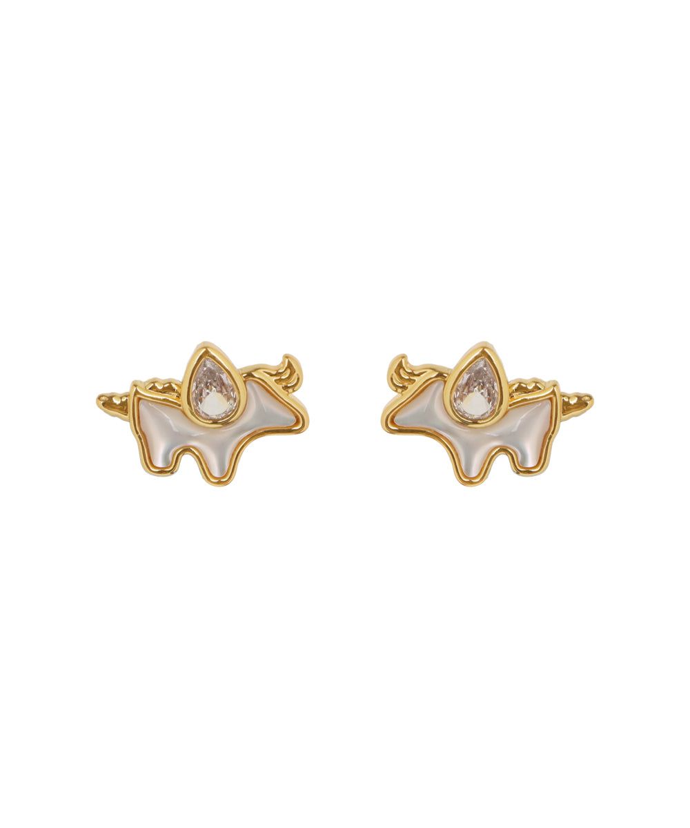 Unicorn Motif Stud Earrings with Crystal Detail | Stylika