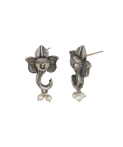 Ganesha Drop Earrings with Pearl | Stylika