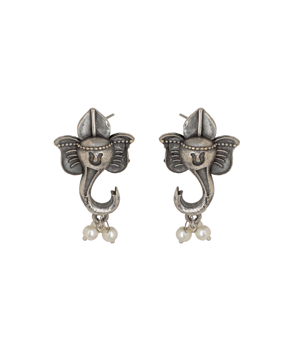 Ganesha Drop Earrings with Pearl | Stylika