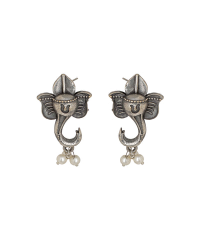 Ganesha Drop Earrings with Pearl | Stylika