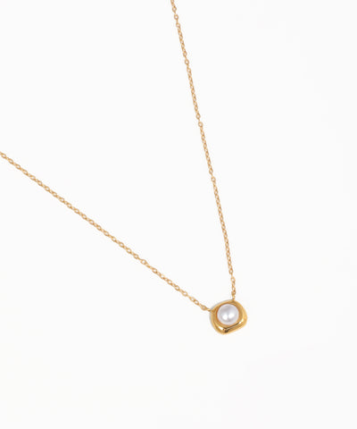 Elegant dainty chain necklace with smooth orb pendant in gold finish