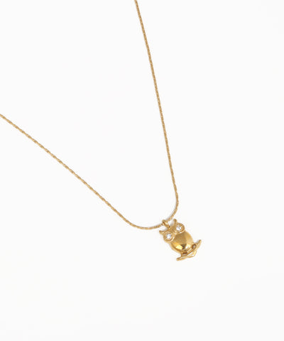 Charming owl pendant necklace with fine gold-tone chain