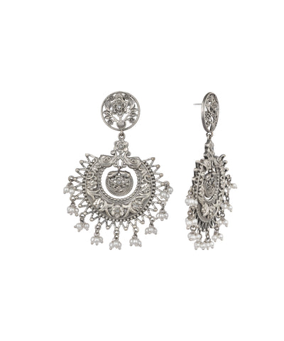 Floral Motif Chandbali Ox Earrings | Stylika