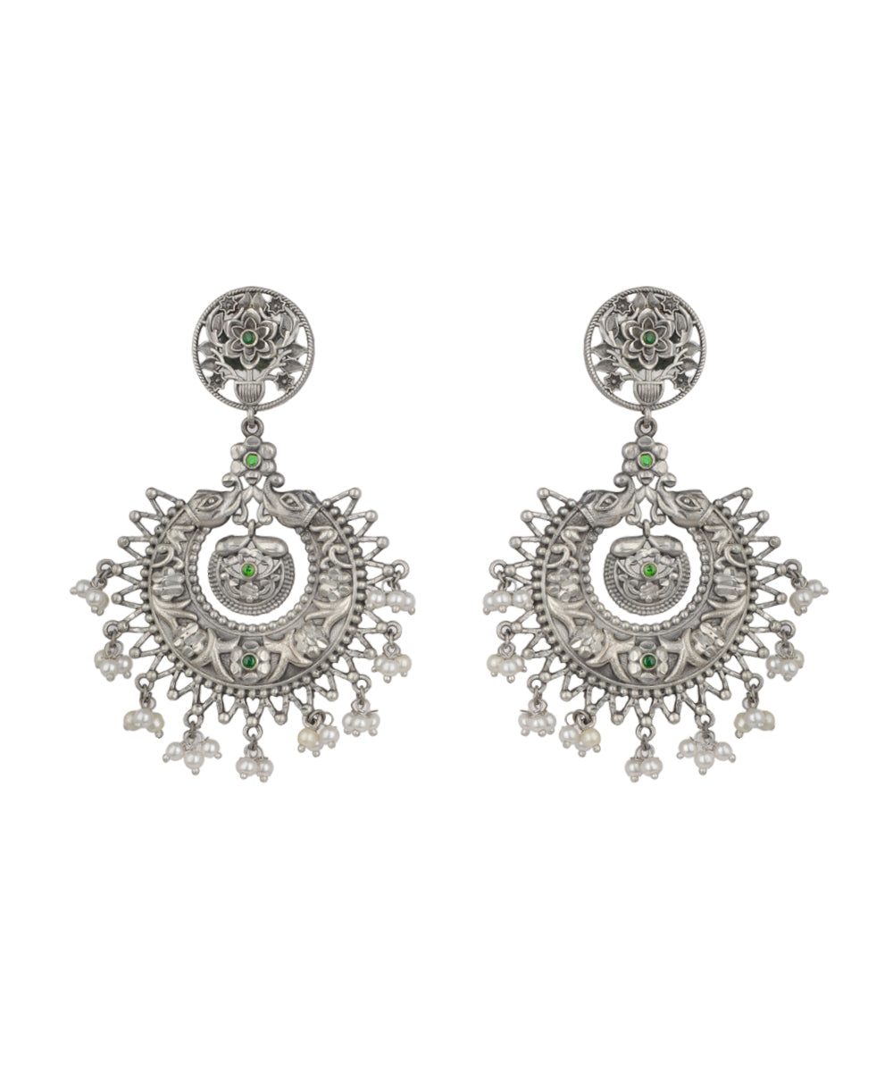 Floral Motif Chandbali Ox Earrings | Stylika