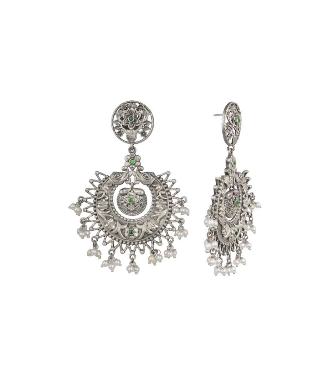 Floral Motif Chandbali Ox Earrings | Stylika