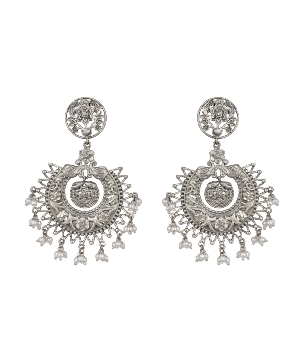 Floral Motif Chandbali Ox Earrings | Stylika