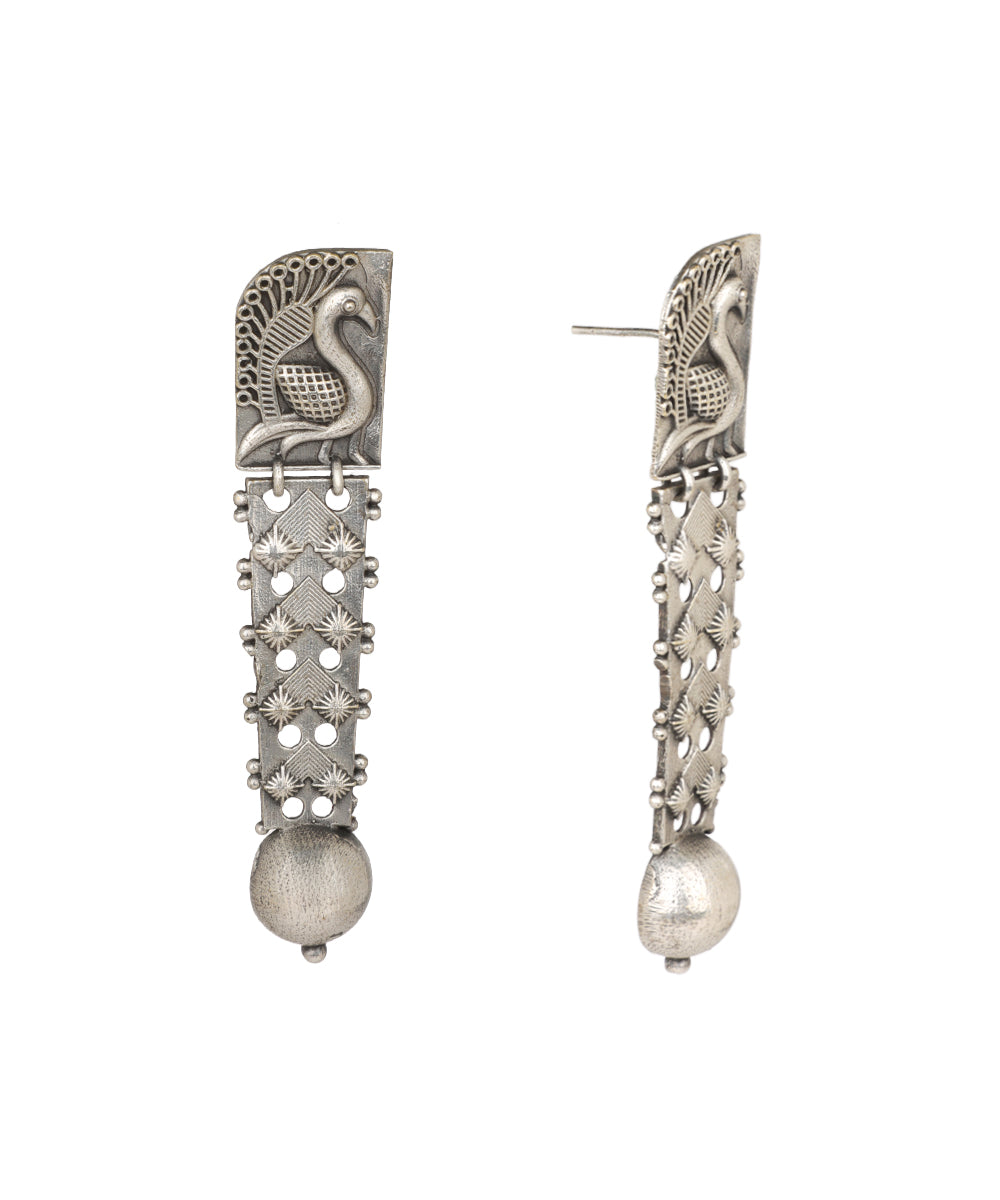 Peacock Motif Textured Drop Earrings | Stylika