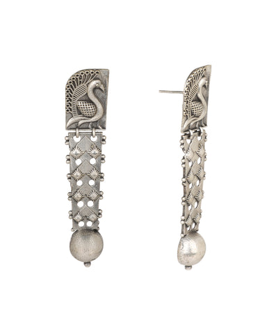 Peacock Motif Textured Drop Earrings | Stylika