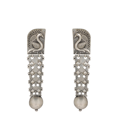 Peacock Motif Textured Drop Earrings | Stylika