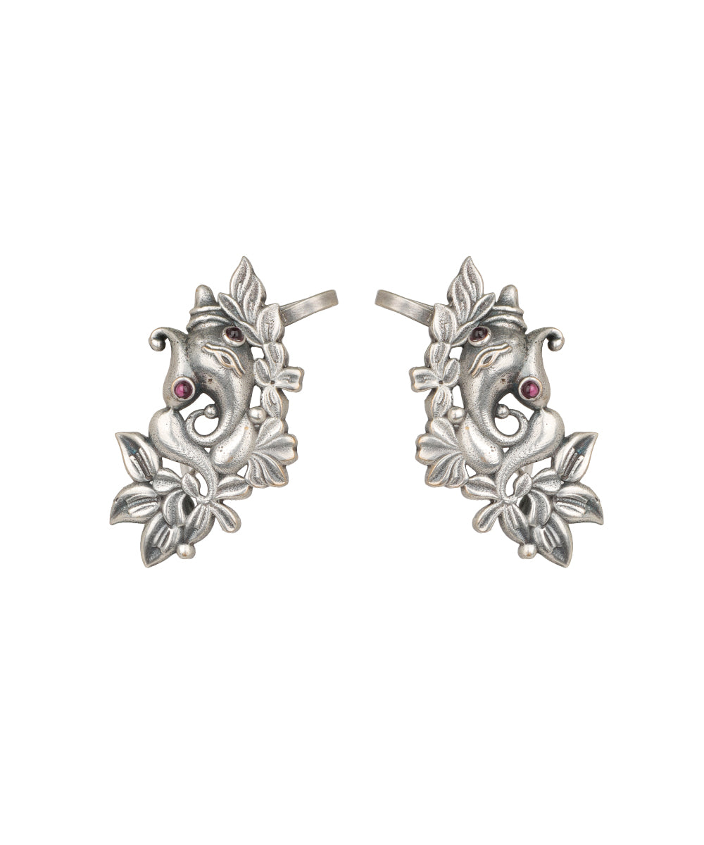 Ganesha Motif Floral Drop Earrings | Stylika