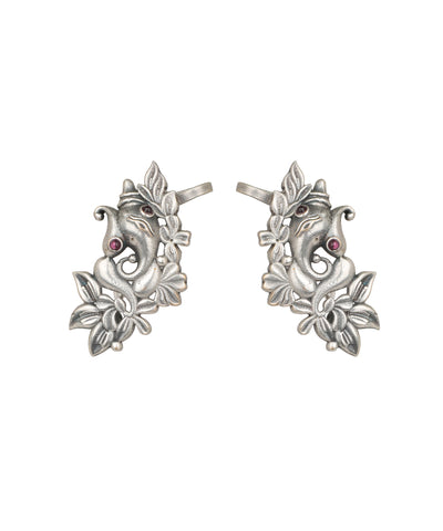 Ganesha Motif Floral Drop Earrings | Stylika